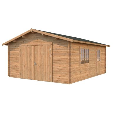 Palmako Roger Garage 24,8 m²/inv. 23,9 m², med port, brun, impr.