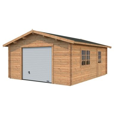 Palmako Roger Garage 24,8 m²/inv. 23,9 m², med port, brun, impr.