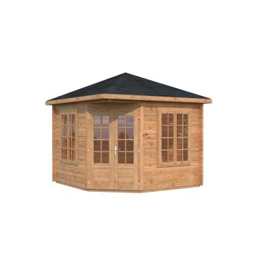 Palmako Melanie Lusthus 10,9 m²/inv. 9,9 m², med 44 mm vägg, brun, impr.