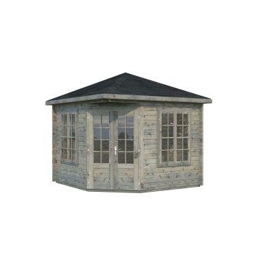 Palmako Melanie Lusthus 10,9 m²/inv. 9,9 m², med 44 mm vägg, grå, impr.