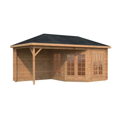 Palmako Melanie Lusthus 15,6 m²/inv. 7,0+8,1 m², med 28 mm vägg, brun, impr.