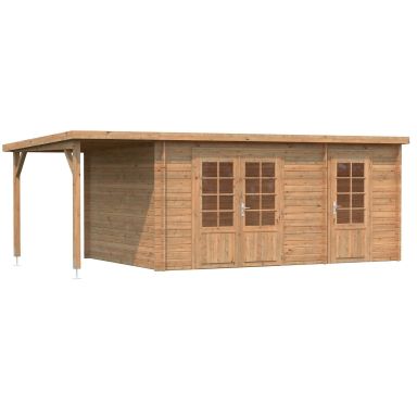 Palmako Ella Stuga 17,8 m²/inv. 13,1+3,9 m², utan golv, brun, impr.