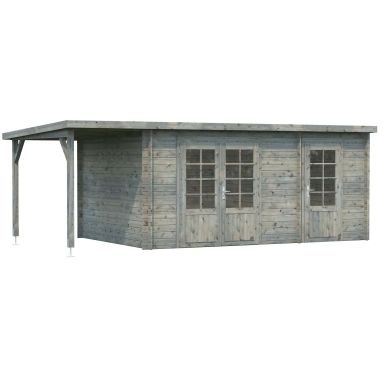 Palmako Ella Stuga 17,8 m²/inv. 13,1+3,9 m², utan golv, grå, impr.