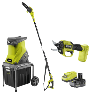 Ryobi RY18SCXA+OPP1820+RSH2545B+RC18120A-150X Trädgårdspaket
