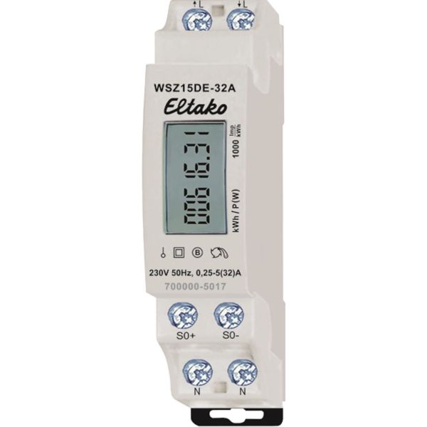 Energimätare Eltako WSZ15DE-32A 1-fas, 32 A, mid, 40-57.5 Hz, IP50 