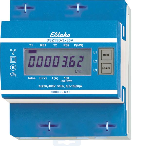 Energimåler Eltako DSZ15D 3-fas, 80 A, mid, 40-57,5 Hz, IP50 