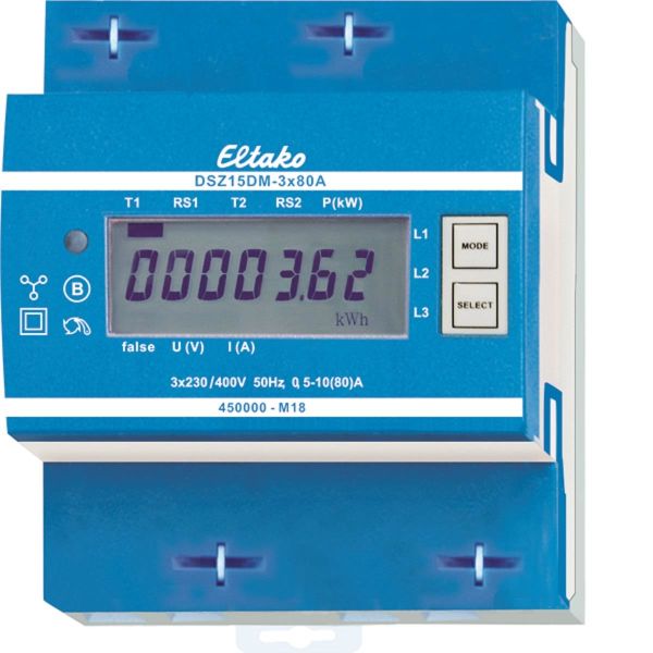 Energimåler Eltako DSZ15DM 3-fas, 80 A, M-buss, 40-57,5 Hz, IP50 