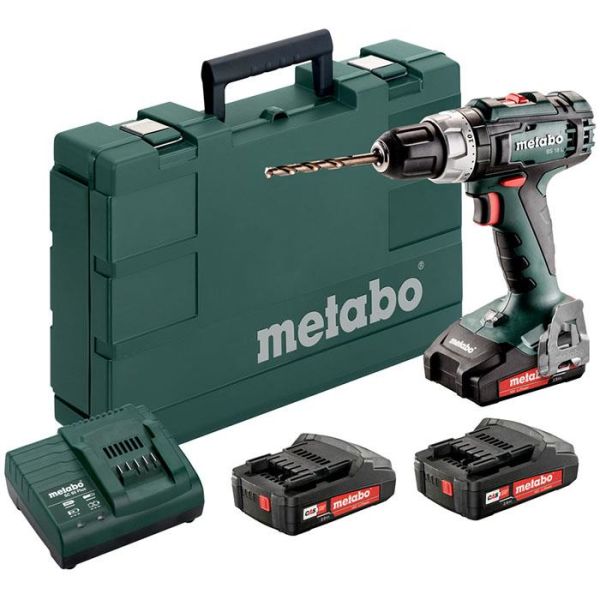 Skruemaskine Metabo BS 18 L SET med 3 stk 2,0 Ah batterier og oplader 