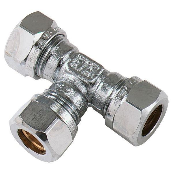 T-stykke Vatette FG037055020 90°, forkromet, reduceret 15 x 12 x 12 mm