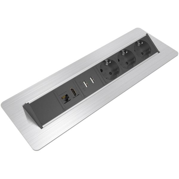Bordsmodul Kondator Axessline QuickBox F400 3 uttag, 2 USB, 1 Data, 1 HDMI 