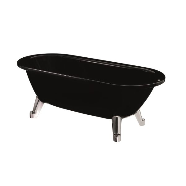 Badkar Gustavsberg GB2063685601 svart, kromad bottenventil 1680x730 mm