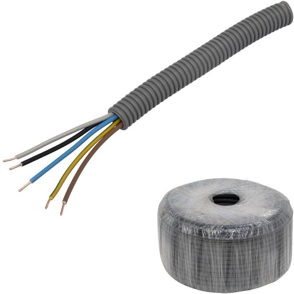 Kabel Pipelife EQ PowerFlex fördragen, brandklass D 16 mm x 100 m, 5G1.5 mm²