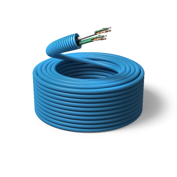 Multimediakaapeli PM FLEX Kat 6 esireititetty, 100 m 2xU/UTP6, ulko-Ø20 mm