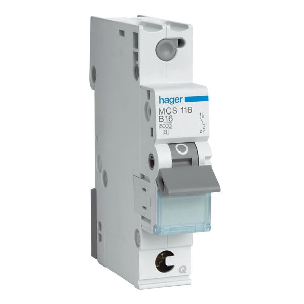 Miniatyrbryter Hager MBS106 1-polet, 6 kA, B-karakteristikk 6A