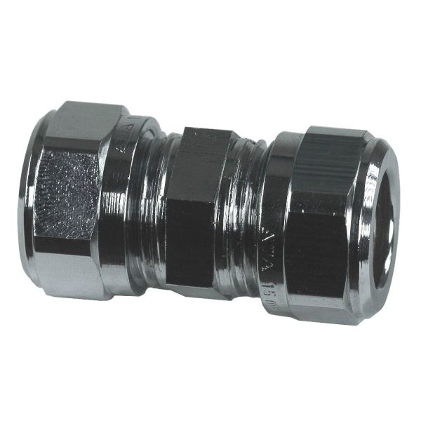 Klemringskobling Gelia 3006111102 lige, kobber-kobber, krom 15 mm