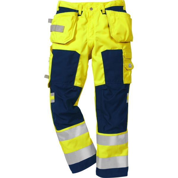Håndværkerbukser Fristads 2025 PLU Høj synlighed gul/marineblå Hi-Vis gul/marineblå D104