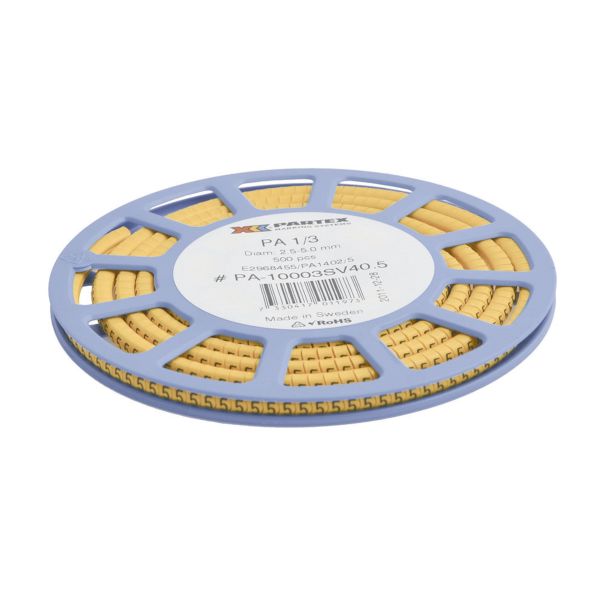 Merkintä Partex PA1402/4 keltainen, kapea rulla Teksti: 4