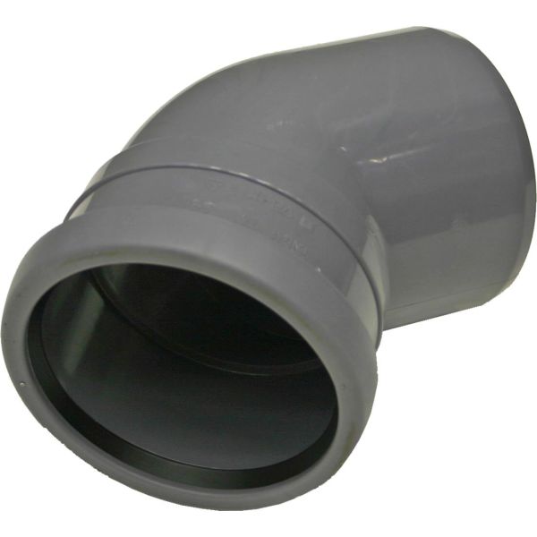Bøjning Pipelife 170336 med 1 ærme, 45° 110 mm