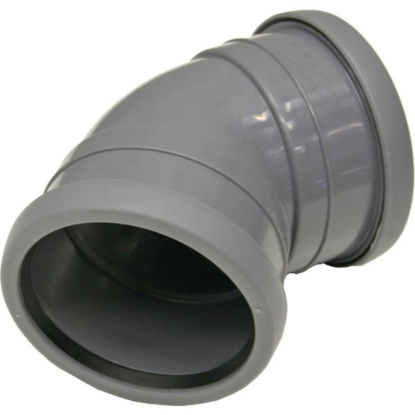 Bøjning Pipelife 172333 med 2 ærmer, 45° 50 mm