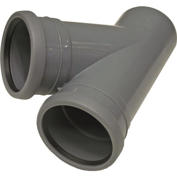 Grenrør Pipelife 170016 med 2 muffer, 45° 110 x 50 mm