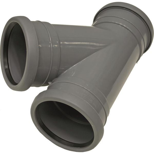 Grenrør Pipelife 172019 med 3 muffer, 45° 110 x 110 mm