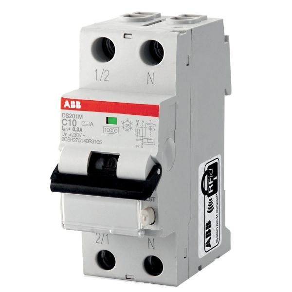 Personskyddsautomat ABB 2CSR275180R1104 10kA, C-karakteristik, typ A DS201M C10 A30