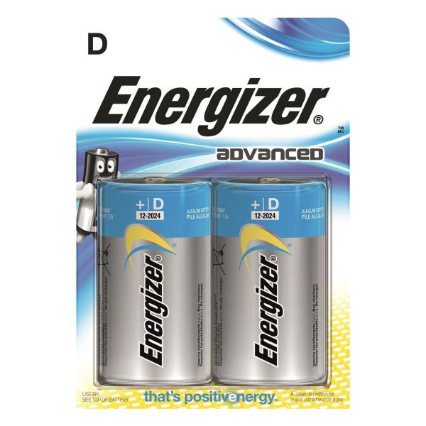 Batteri Energizer 7638900410426 alkaliskt, D, 1,5 V, 2-pack 