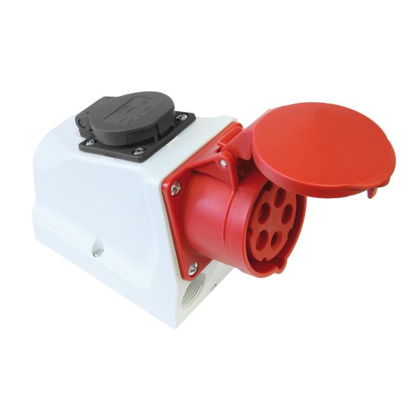 Stikkontakt Garo UI 416-6 S+ RU/UIFG IP44, 5-polet, 16 A Britisk schuko, rød, 6 h