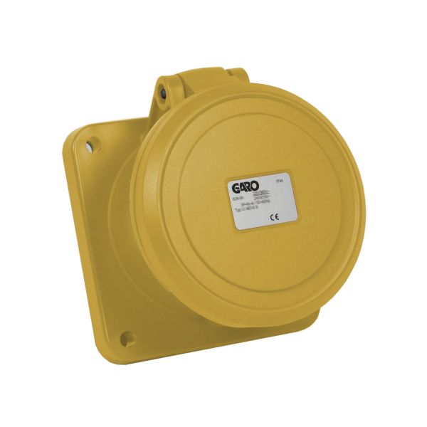 Paneluttag Garo UI 263-4 S IP44, 3-polig, 63A Gul, 4 h