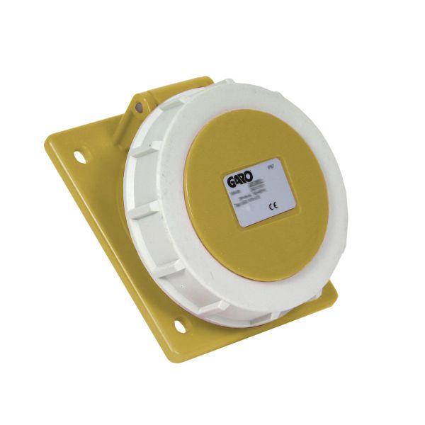 Paneluttag Garo UISV 432-4 S IP67, 5-polig, 32A, sned Gul, 4 h