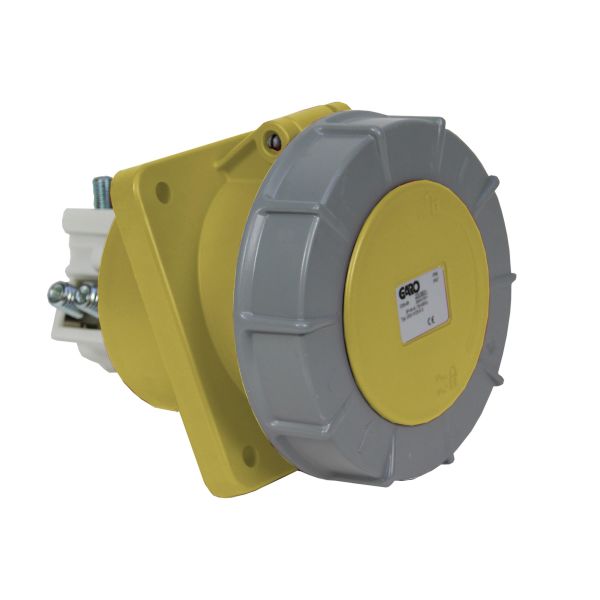 Paneluttag Garo UISV 463-4 S IP67, 5-polig, 63A, sned Gul, 4 h