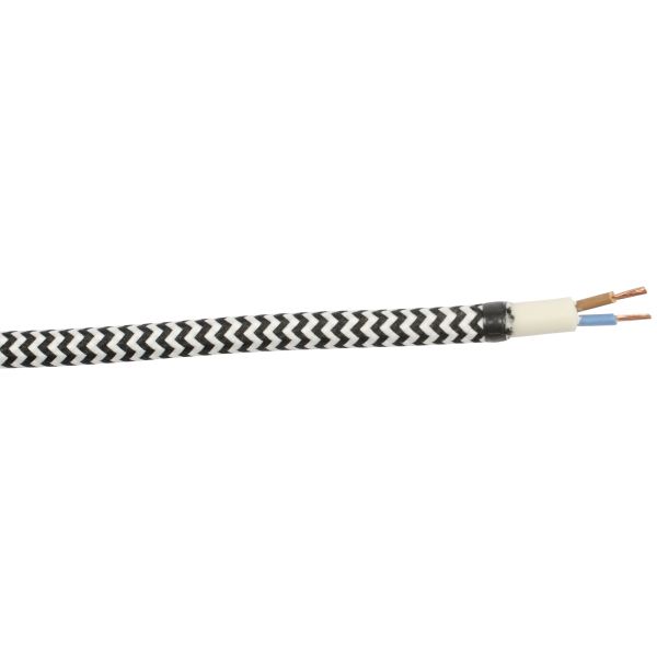 Tekstilkabel Gelia 4070910781 SKK, 2X0,75, 25 m bobin Svart/hvitt