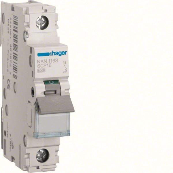 Automaattisulake Hager NAN116S 1-napainen, 10kA 16A