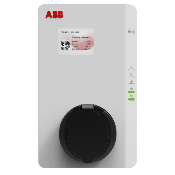 Ladeboks ABB 6AGC082174 med uttak, 7 kW, RFID, 4G, MID 