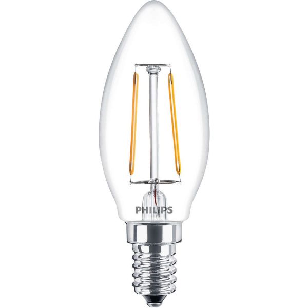 LED-lampa Philips Classic LED Filament 2 W, kronljusform 