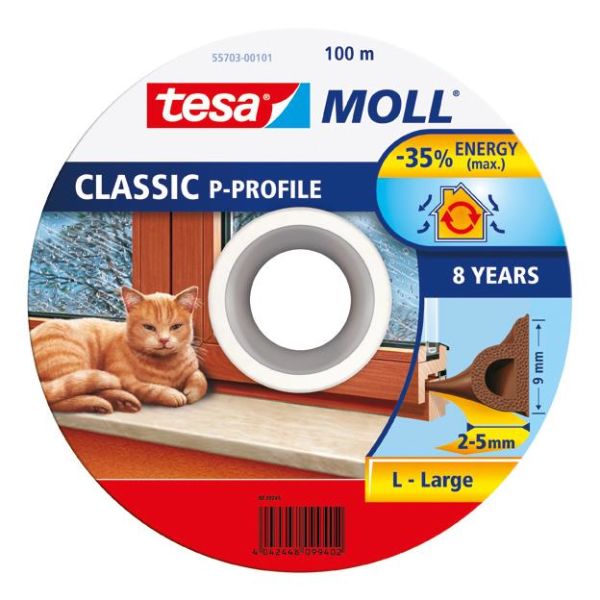 Tätningslist Tesa P-list 55703-00101-00 EPDM, 100 m, 9 mm x 5.5 mm Brun