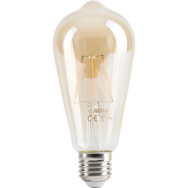 LED-lampe Gelia Retro 470 lm, gull, dimbar 