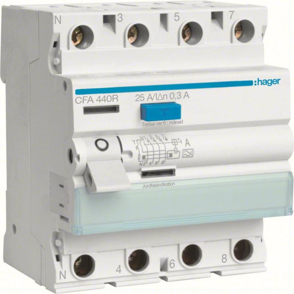 Jordfelsbrytare Hager CFA440R 4-polig, 300mA, A 40A
