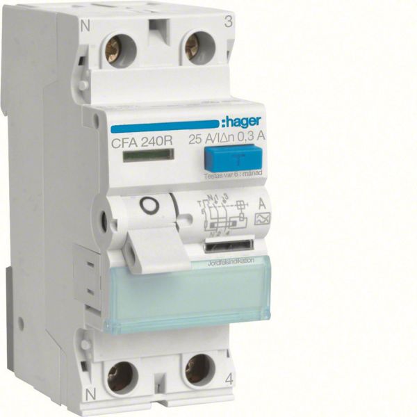 Jordfelsbrytare Hager CFA240R 2-polig, 300mA, A 40A