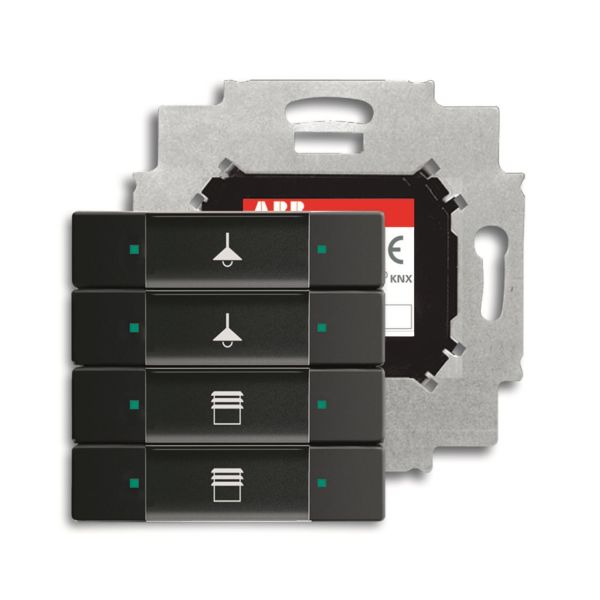 Trykknapp ABB Impressivo 6117-0-0231 4-polet trykknapp med busskobling, KNX Svart