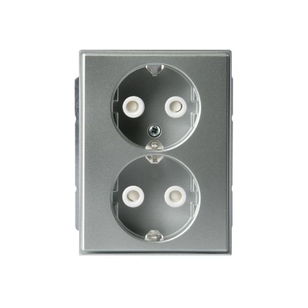 Stikkontakt ABB Impressivo 2-veis, jordet, hurtigkobling Aluminium