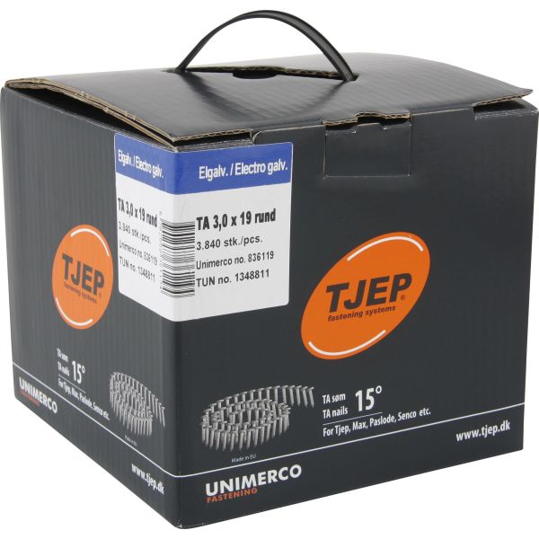 Pappspiker TJEP 836325 rullebåndet, TA 3 x 25 mm RFR, 2880-pakning