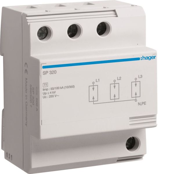 Lynstrømavleder Hager SP320 maks. 100 A 100 kA