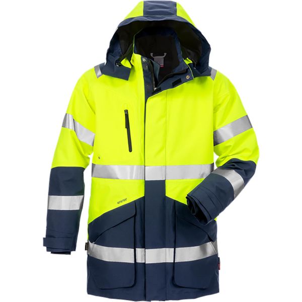 Vinterparka Fristads 4989 GXB Høj synlighed gul/marineblå S
