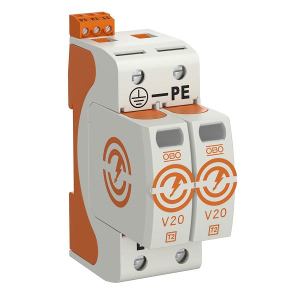 Ylijännitesuoja Obo Bettermann 5095282 tyyppi 2, 230 V, IP20 V20-2+FS-280