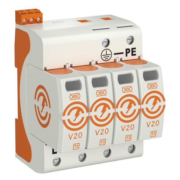Ylijännitesuoja Obo Bettermann 5095284 tyyppi 2, 230 V, IP20 V20-4+FS-280