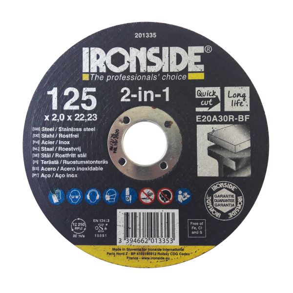 Katkaisulaikka Ironside 201335 125 mm, F41, E20A, 2in1 125x2.0x22 mm