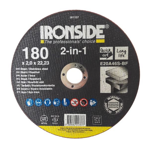 Skæreskive Ironside 201337 180 mm, F41, E20A, 2i1 180x2,0x22 mm
