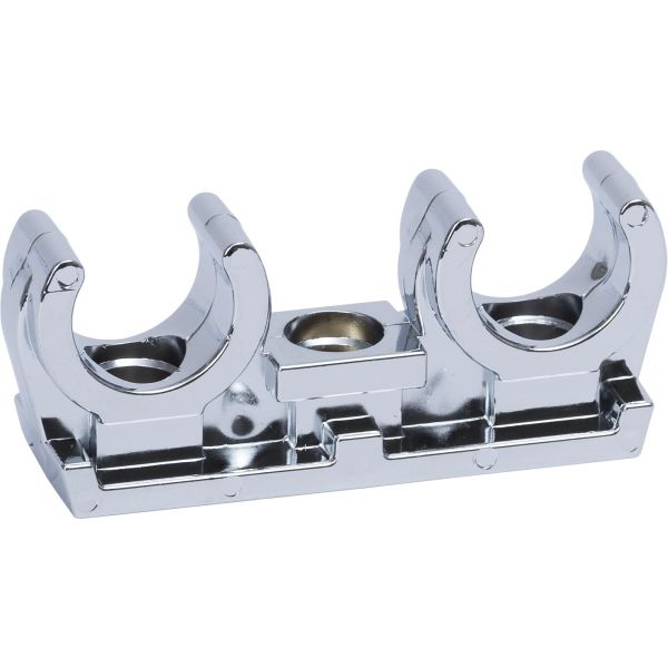 Rørbøjle Gelia 3000507522 Dobbelt, plast, kromfarvet, 2-pak 15 mm