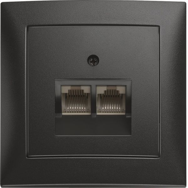 Datauttak Hager 6345551606 2 x RJ45, komplett Antrasitt